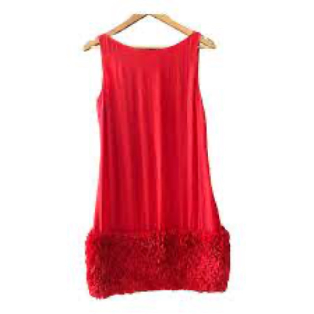 NWOT Catherine Malandrino CHIFFON ROSETTE SHEATH FLAME DRESS